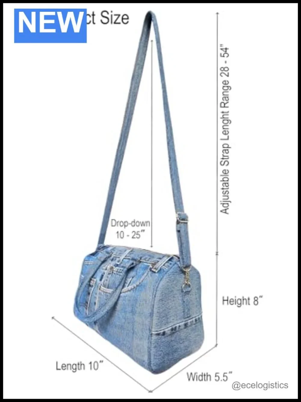Handmade Upcycled Denim Compact Crossbody Handbag with Top Handle